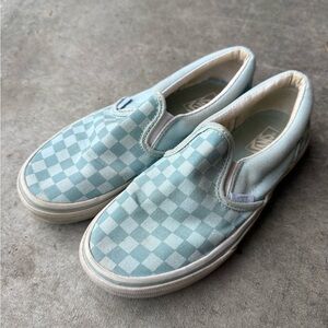 Vans Kids Blue Checkered Slip-On Sneakers